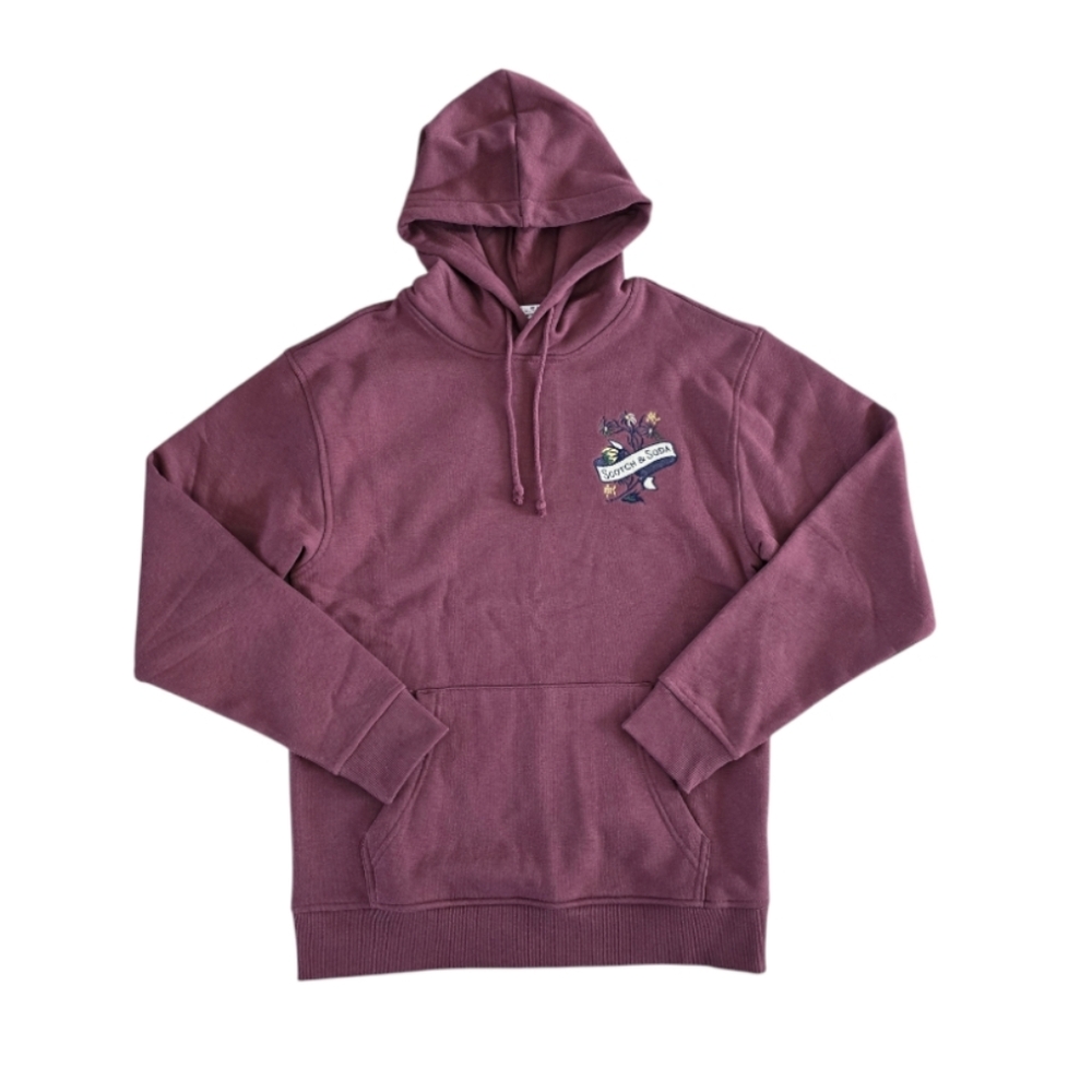 Scotch & Soda Relaxed Fit Fleece Graphic Hoodie in Wine